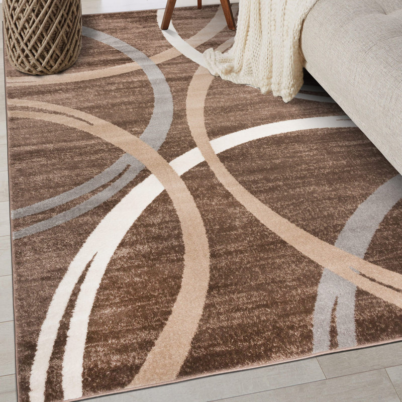 Ebern Designs Devonshire Abstract Brown/Gray/Cream Area Rug & Reviews